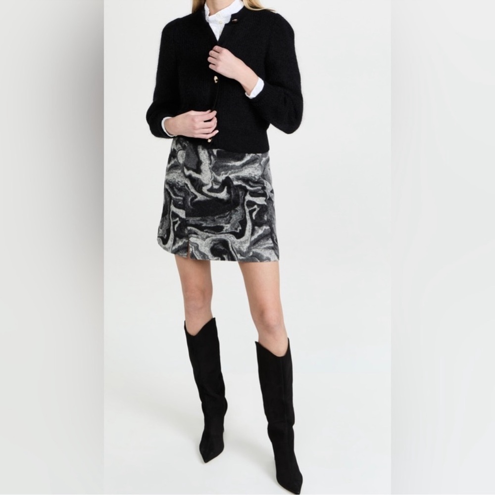 HOLZWEILER Wool Blend‎ Bella Mini Skirt w/ Slit Grey Mix Size XS